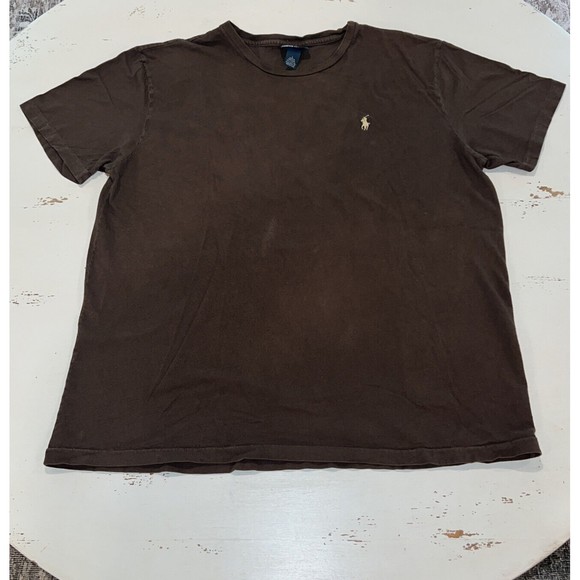 Vtg POLO RALPH LAUREN Shirt Mens L Large  Brown Single Stitch Short Sleeve Pony - Picture 10 of 10